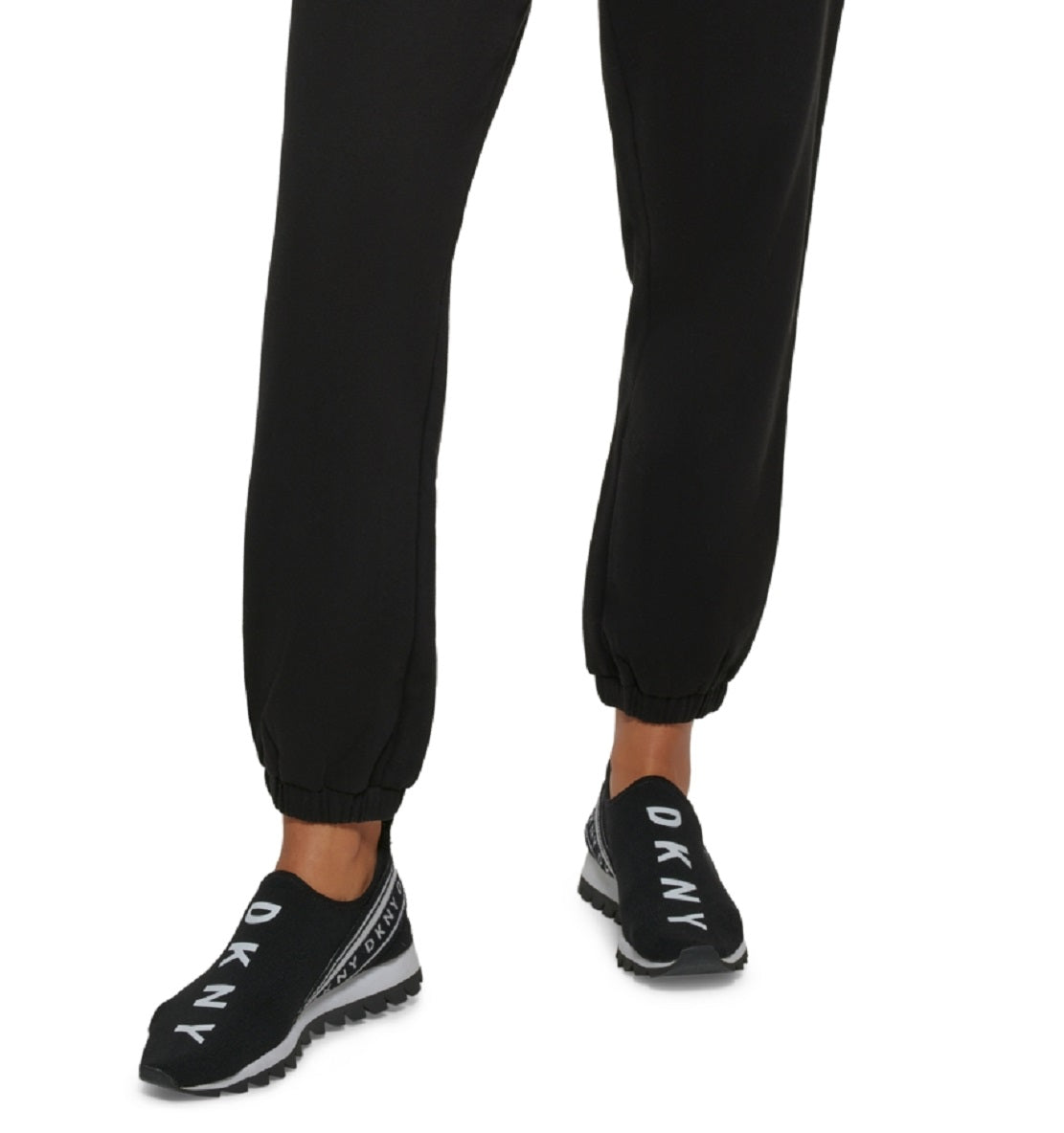 DKNY Women's Metallic Logo Sweatpant Jogger Black Size Large