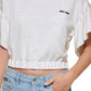 DKNY Women's Cropped Flutter Sleeve T-Shirt Brown Size Medium