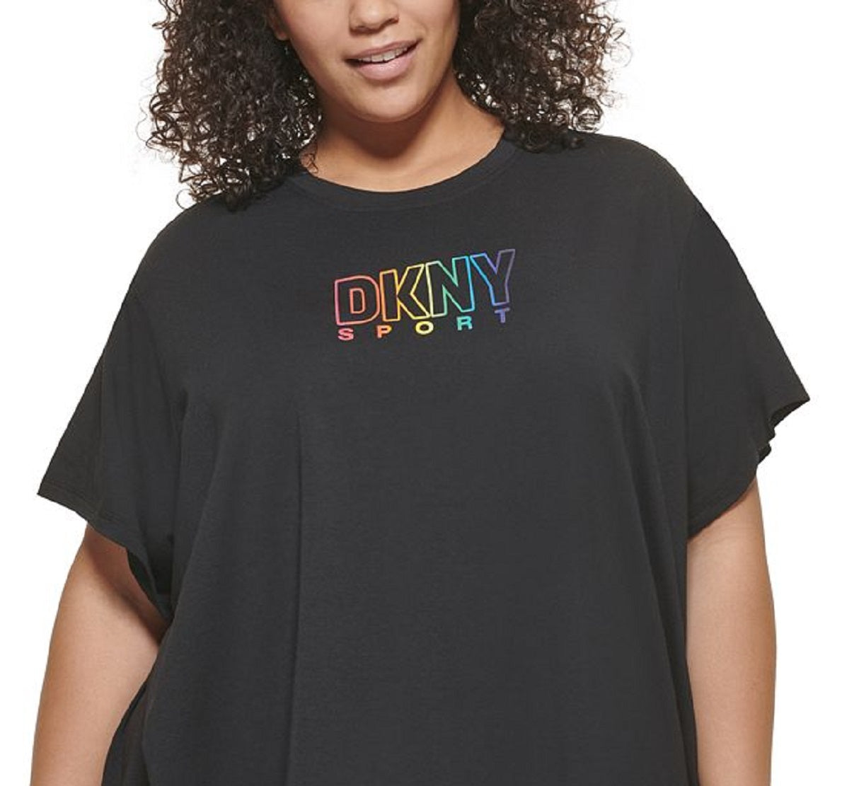 DKNY Women's Pride Logo T-Shirt Black Size 2X