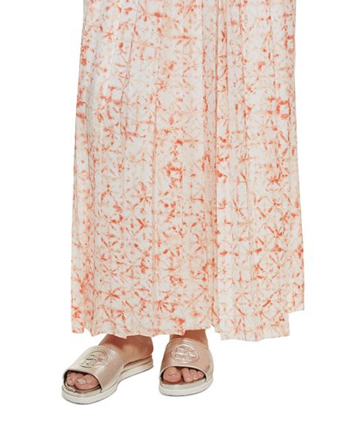 DKNY Women's Printed Pleated Maxi Skirt White Size Small