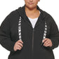 DKNY Women's Sport Plus Logo Drawstring French Terry Hoodie Black Size 3X
