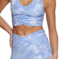 DKNY Women's Tie Dye Low Impact Sports Bra Blue Size Small