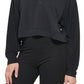 DKNY Women's Cropped Henley Lounge Sweatshirt Black Size Medium