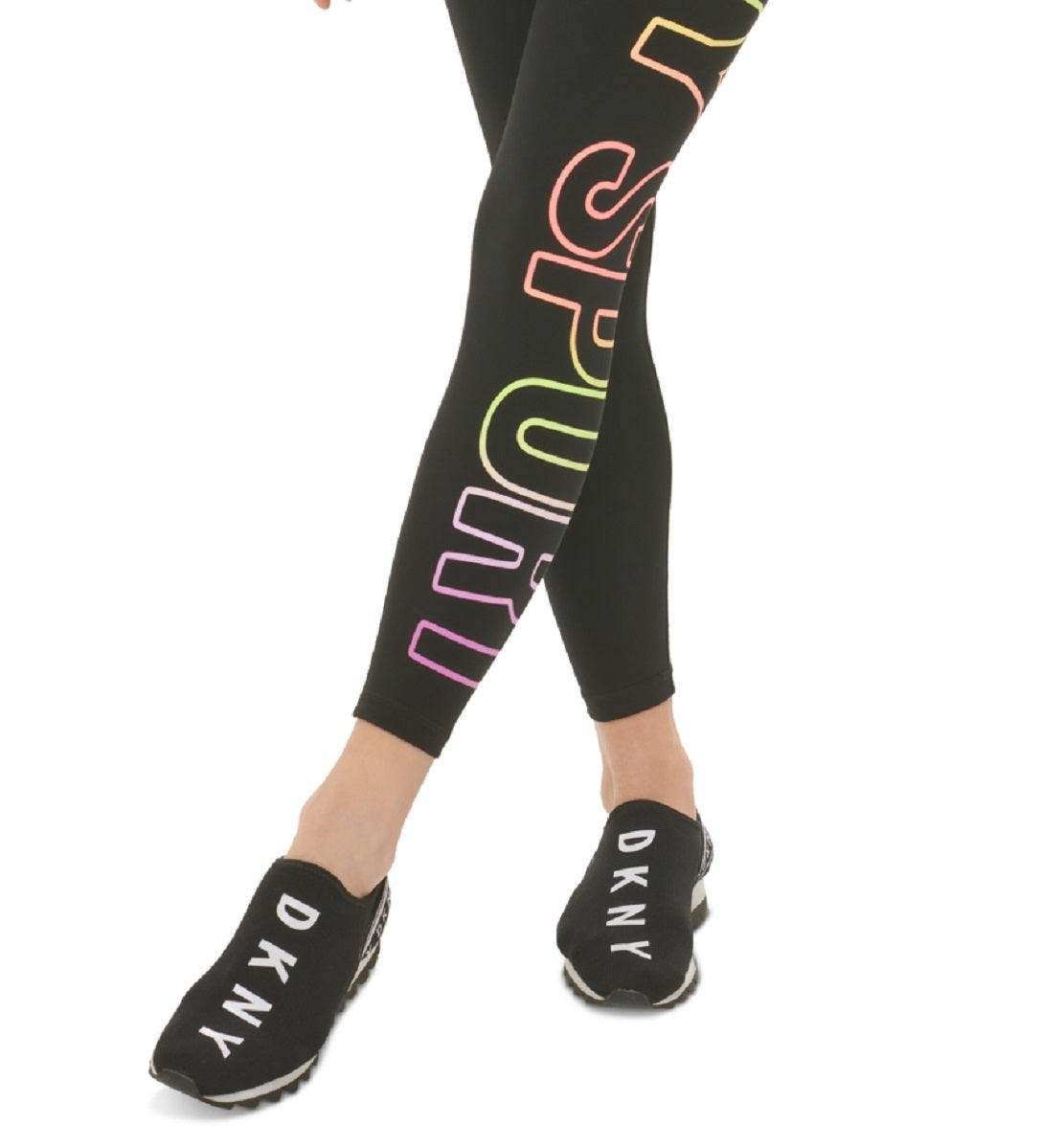 DKNY Women's Exploded Ombre Logo 7/8 Leggings Black Size Large
