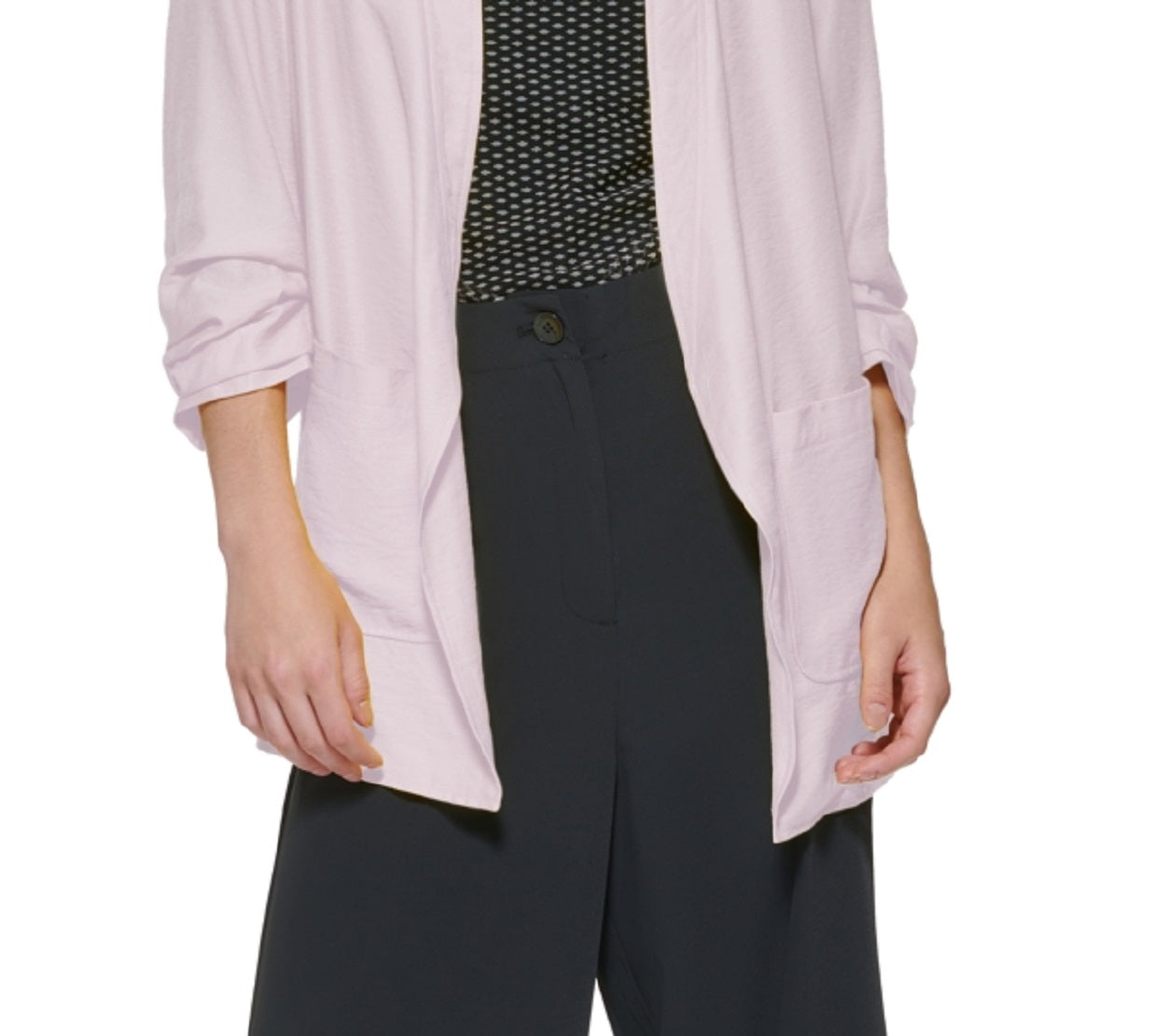 डीकेएनवाई वीमेन स्क्रंच स्लीव ओवरसाइज़ ब्लेज़र पिंक, साइज़ एक्स-लार्ज