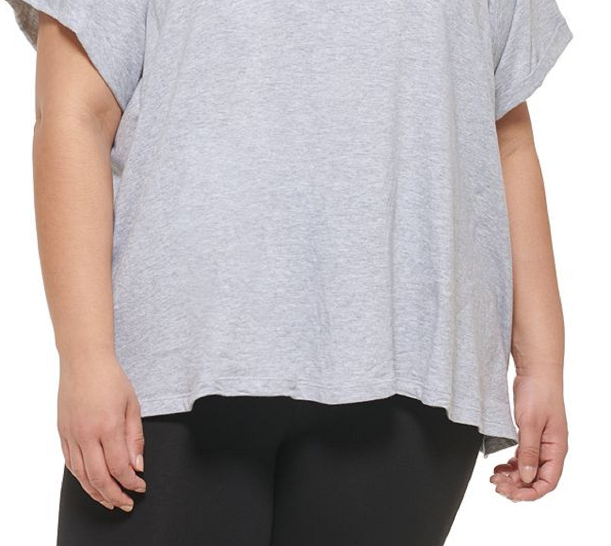 DKNY Women's Knot Front Metallic Logo T-Shirt Gray Size 2X