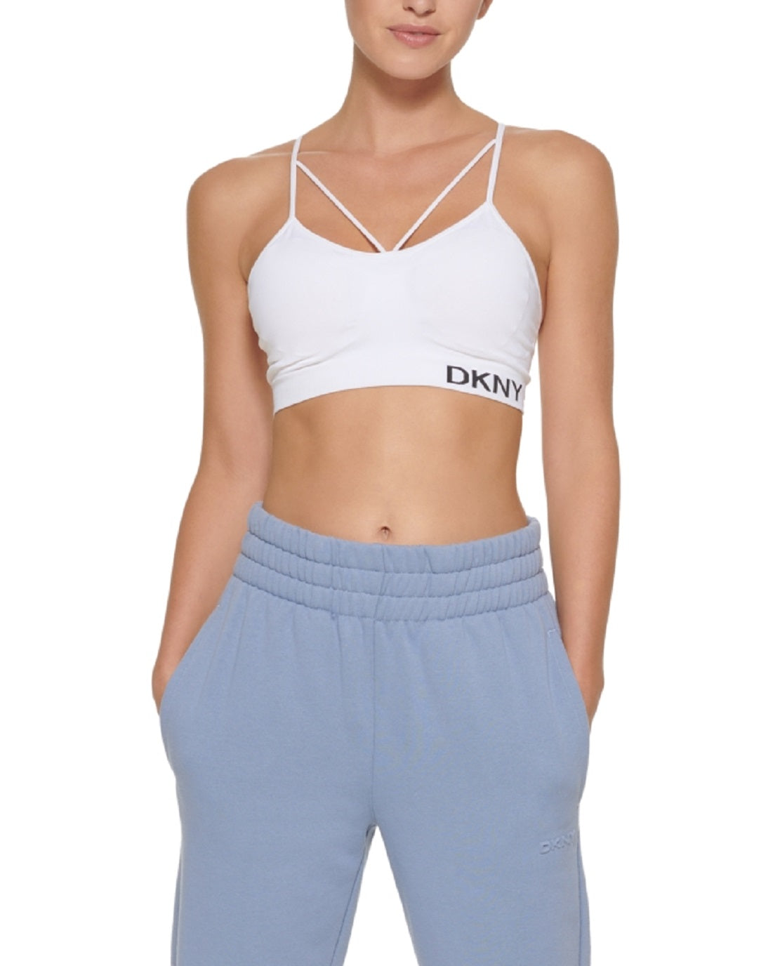 DKNY Women's High Waisted Joggers Blue Size Large
