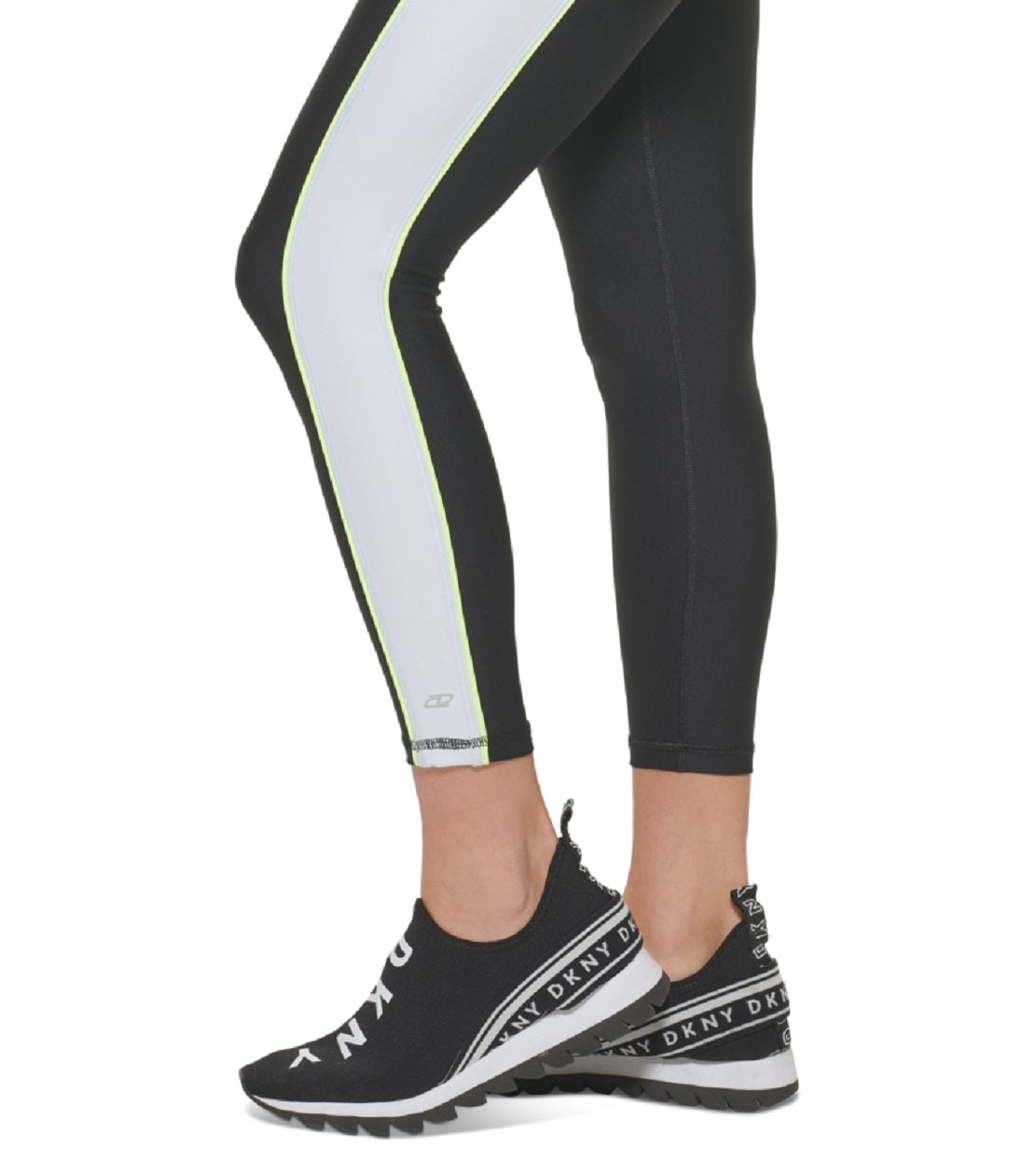 DKNY Women's Colorblocked Zip Front 7/8 Leggings Black Size Large