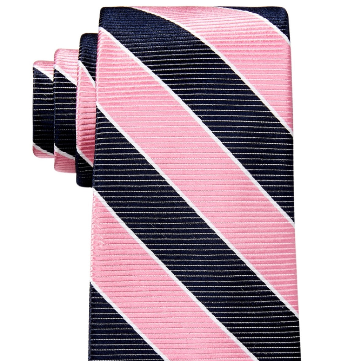 Tommy Hilfiger Men's Classic Textured Bar Stripe Tie Pink Size Regular