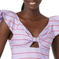 GUESS Women's Nami Flutter Sleeve Top Purple Size Large