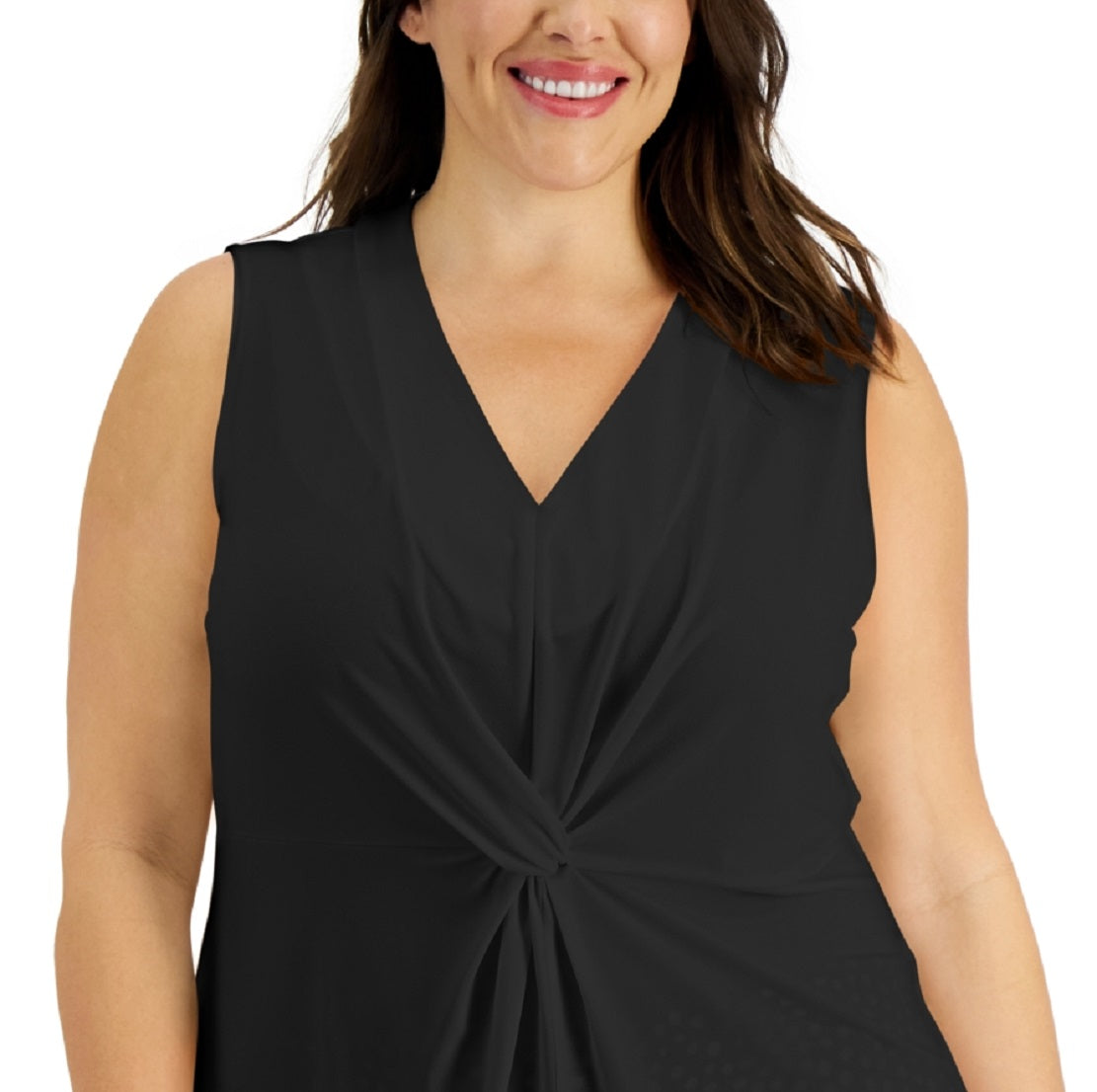 Alfani Women's Twisted Tank Top Black Size 2X