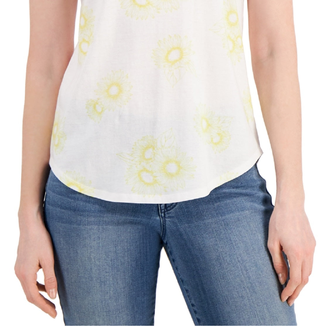 Style & Co Women's Floral Cotton T-Shirt White Size XX-Large