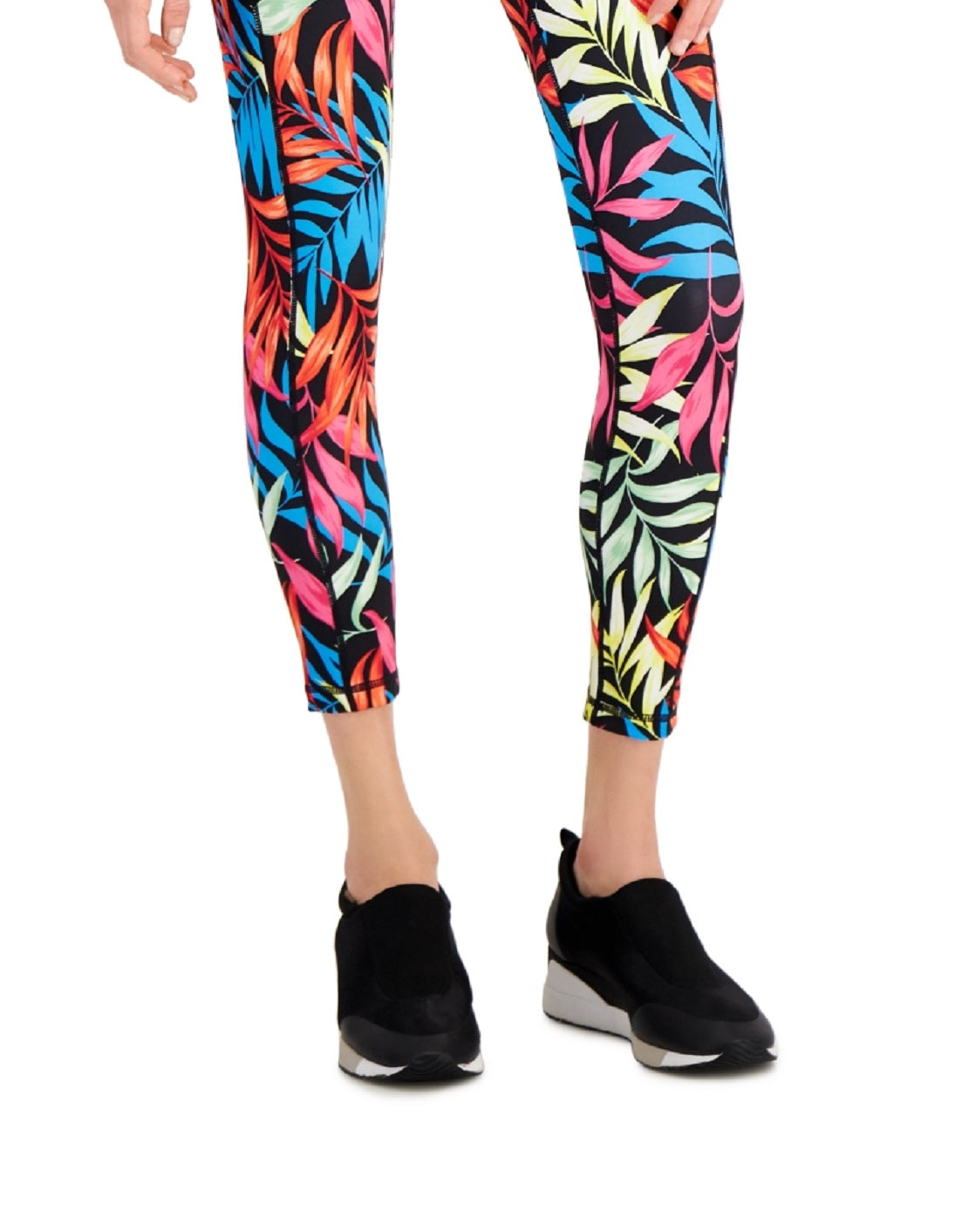 ID Ideology Women's Fern Side Pocket 7/8 Leggings Black Size Petite Small