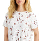 Alfani Women's Printed Crewneck Top Orange Size Petite Small