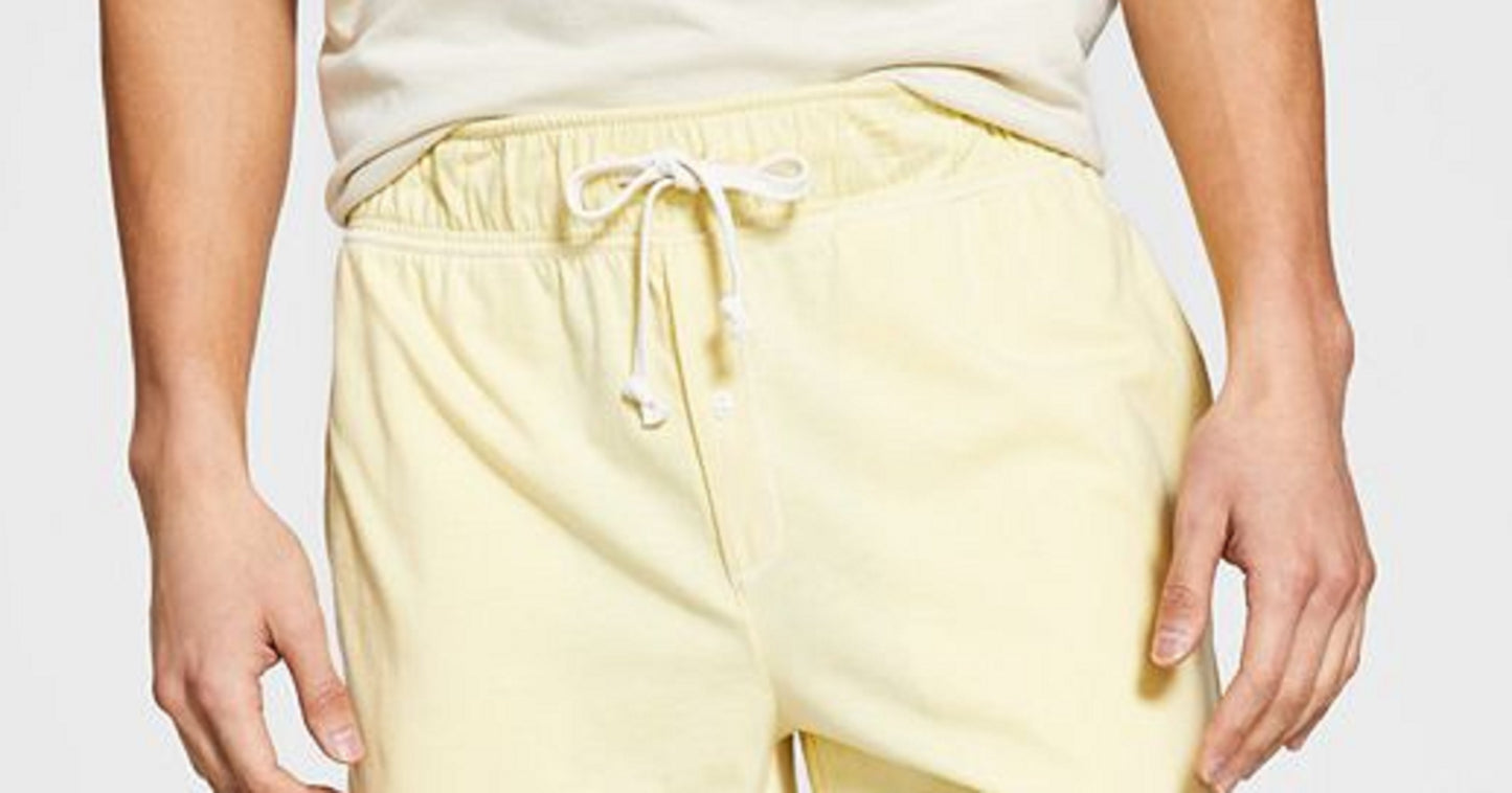 Sun + Stone Men's Sunwashed Knit Pajama Shorts Yellow Size Large