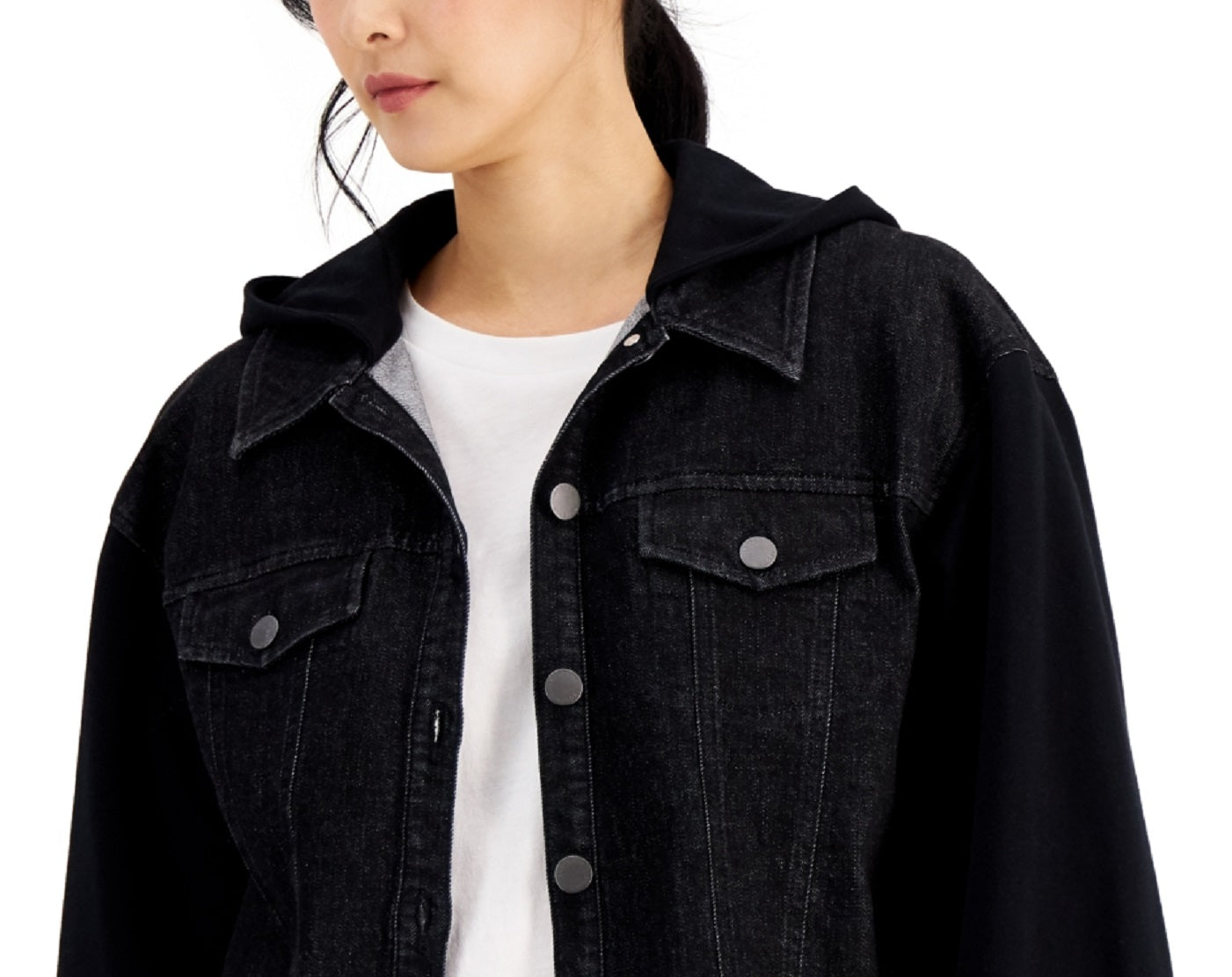 INC International Concepts Women's Mixed Media Jacket Black Size Small