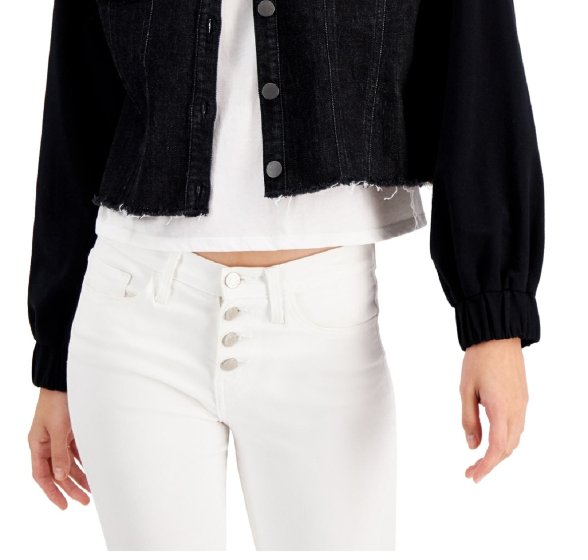 INC International Concepts Women's Mixed Media Jacket Black Size Small