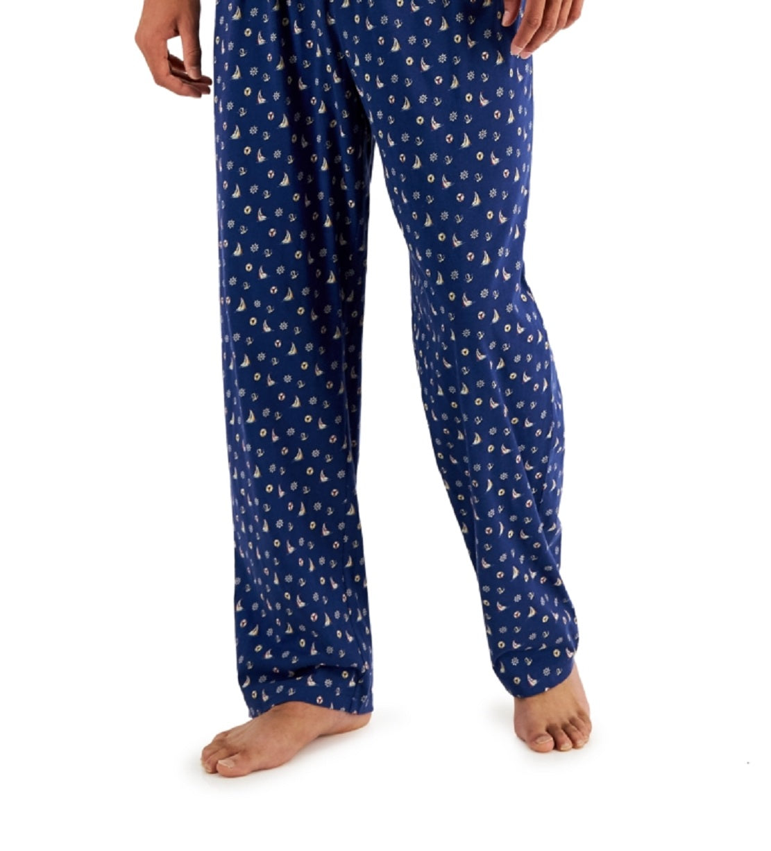 Club Room Men's 2 Pc Solid T-Shirt & Printed Pants Pajama Set Blue Size Small