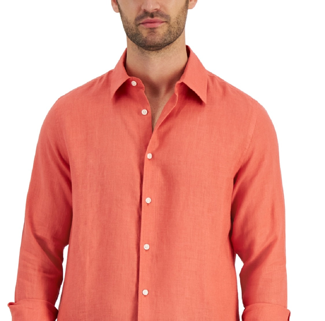 Club Room Men's Linen Shirt Orange