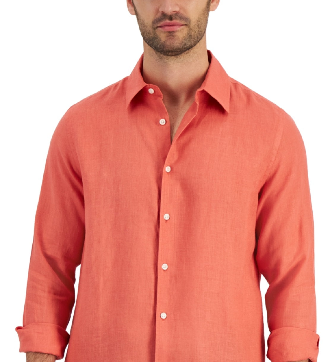 Club Room Men's Linen Shirt Orange Size Large