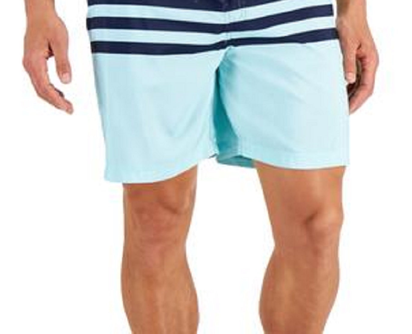 Club Room Men's Quick Dry Performance Colorblocked Stripe 7 Swim Trunks Blue Size X-Large