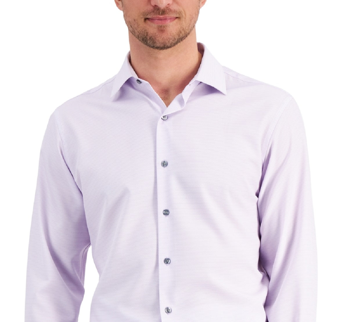 Alfani Men's Slim Fit 4 Way Stretch Geo Print Dress Shirt Purple Size 34X35