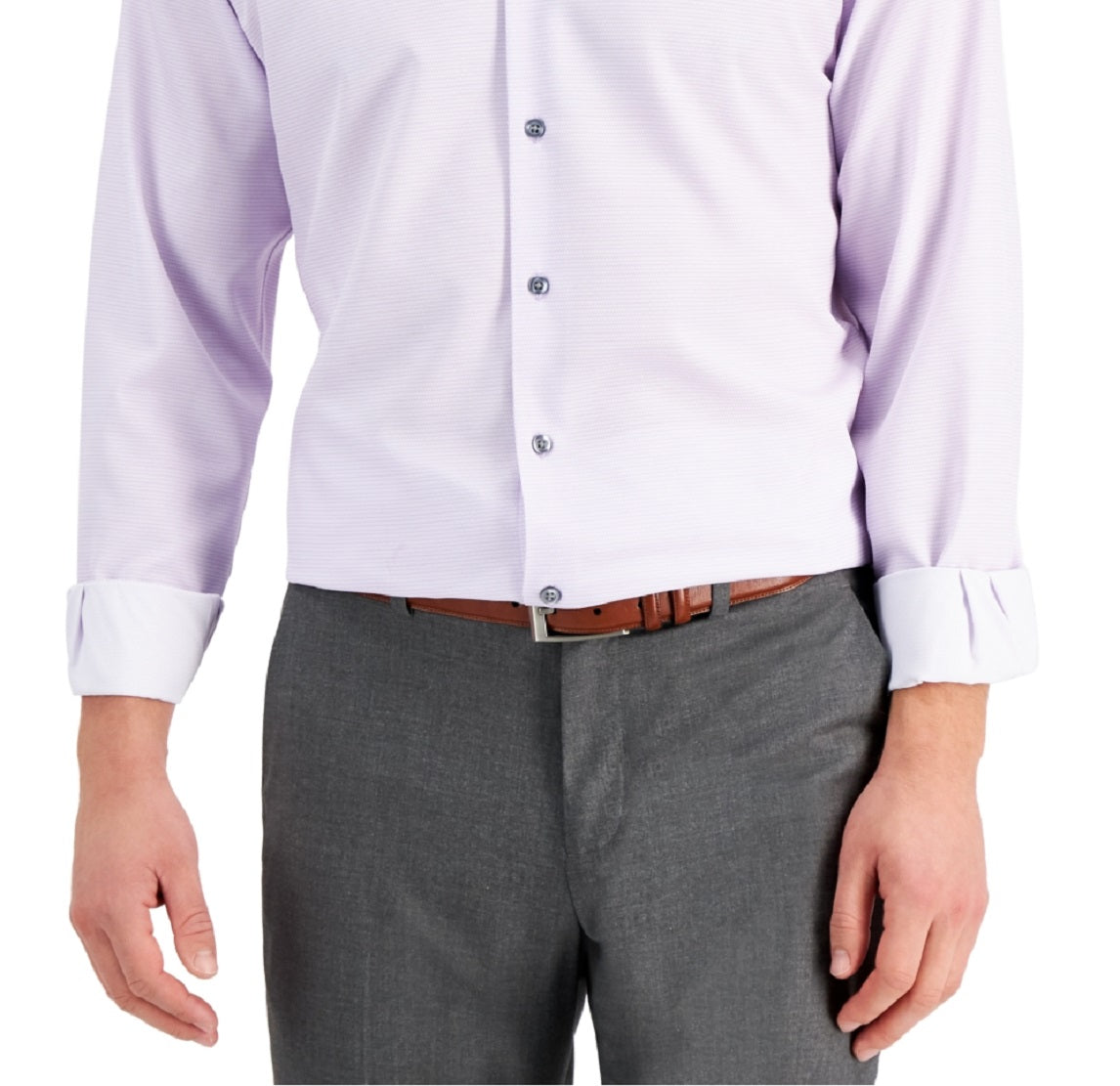 Alfani Men's Slim Fit 4 Way Stretch Geo Print Dress Shirt Purple Size 34X35