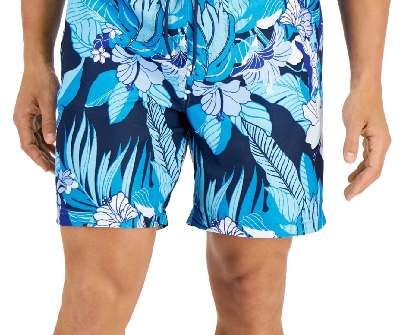 Club Room Men's Tropical Floral 7 Board Shorts Blue Size X-Large