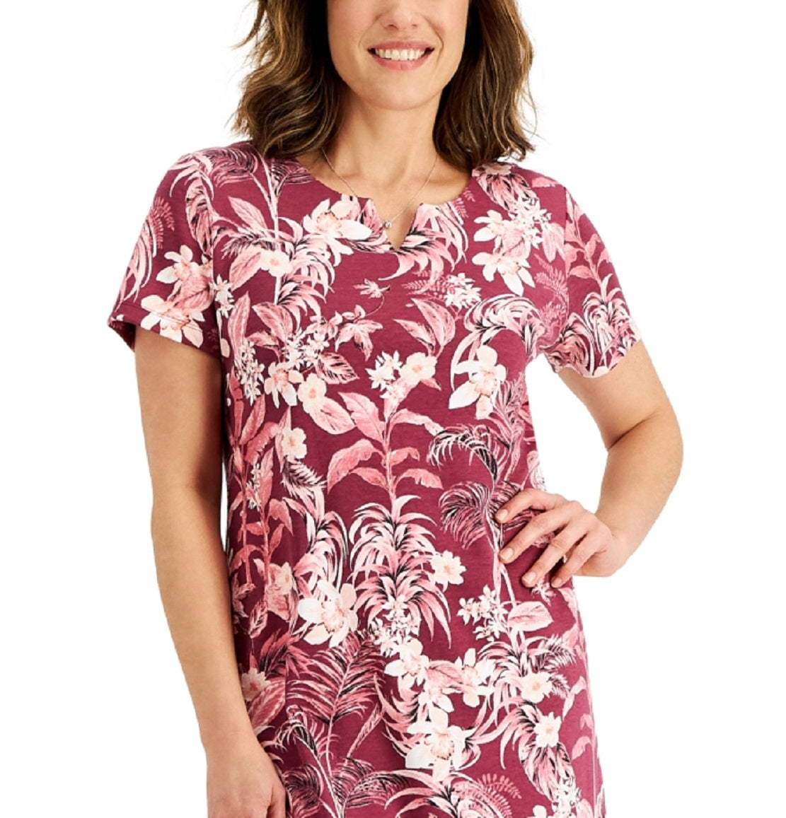 करेन स्कॉट महिलाओं की बाली प्रिंटेड स्प्लिट नेक ड्रेस लाल आकार XX-लार्ज