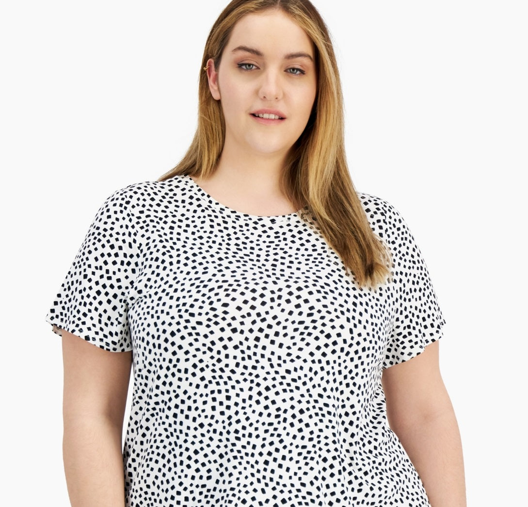 Alfani Women's Printed T-Shirt White Size 0X