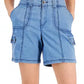 Style & Co Women's Chambray Topstitched Shorts Blue Size 10Petite