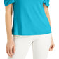 JM Collection Women's Cold Shoulder Top Blue Size X-Large