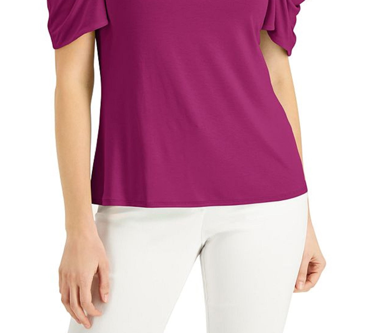JM Collection Women's Cold Shoulder Top Purple Size Medium
