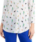 Charter Club Women's Jungle Bird Blouse White Size Petite Small