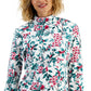 Karen Scott Women's Mock Neck Printed Top White Size Petite Small