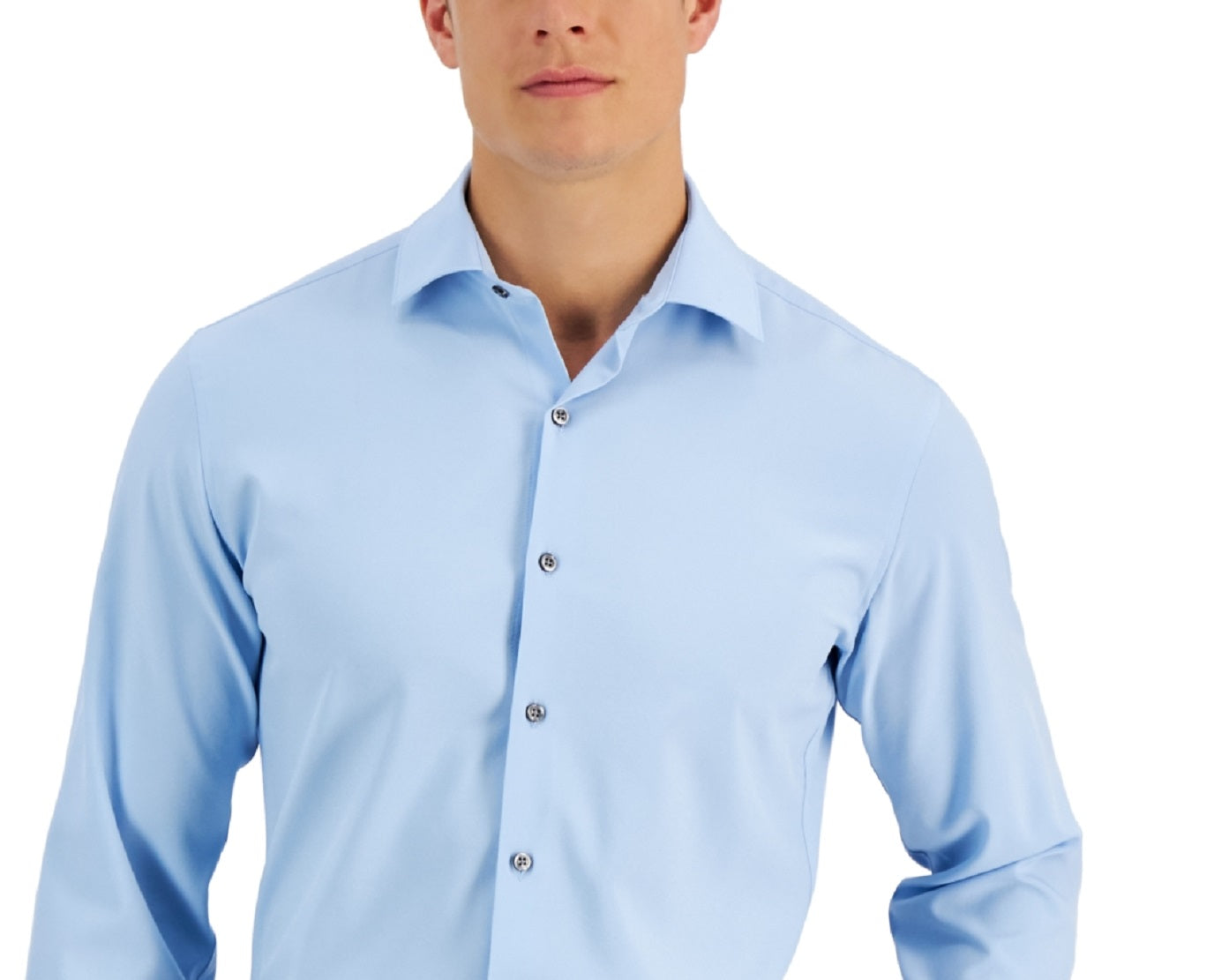 Alfani Men's Slim Fit 4 Way Stretch Solid Dress Shirt Blue Size 17X36X37