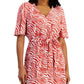 INC International Concepts Women's Printed Surplice Maxi Dress Orange Size Petite Large