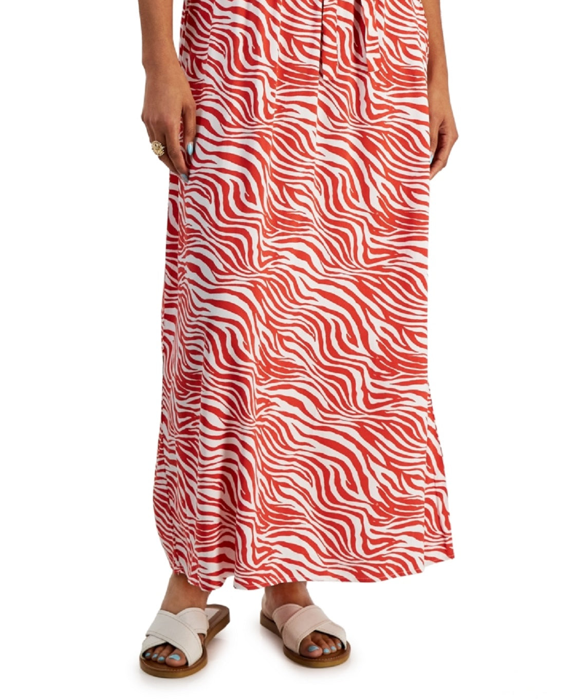 INC International Concepts Women's Printed Surplice Maxi Dress Orange Size Petite Large