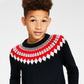 Charter Club Big Boy's Fair Isle Mock Neck Holiday Sweater Black Size Medium