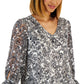 Charter Club Women's Paisley Print Lace Top Black Size Medium