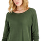 INC International Concepts Women's Step Hem Long Sleeve Boatneck Sweater Green Size X-Small