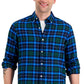 Club Room Men's Regular Fit Plaid Flannel Shirt Blue Size Large
