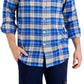 Club Room Men's Regular Fit Plaid Flannel Shirt Blue Size Large