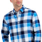 Club Room Men's Regular Fit Plaid Flannel Shirt Blue Size Large