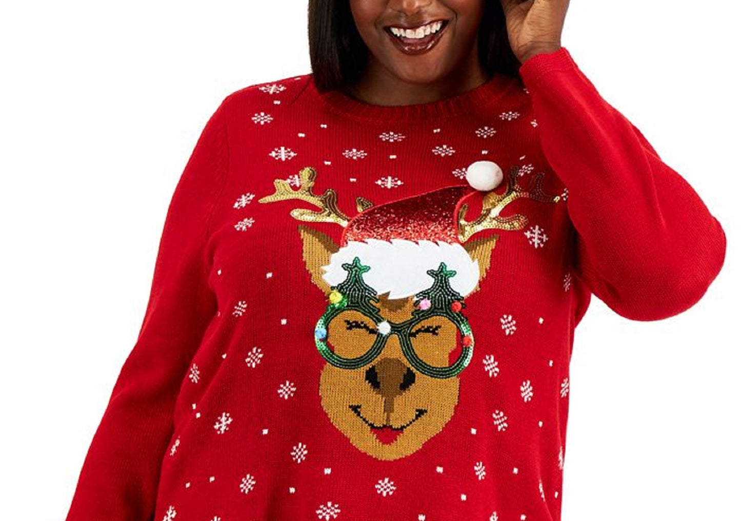 Karen Scott Women's Reindeer Embellished Sweater Red Size 1X