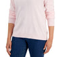 Karen Scott Women's Mock Neck Zip Back Sweater Pink Size Petite Small