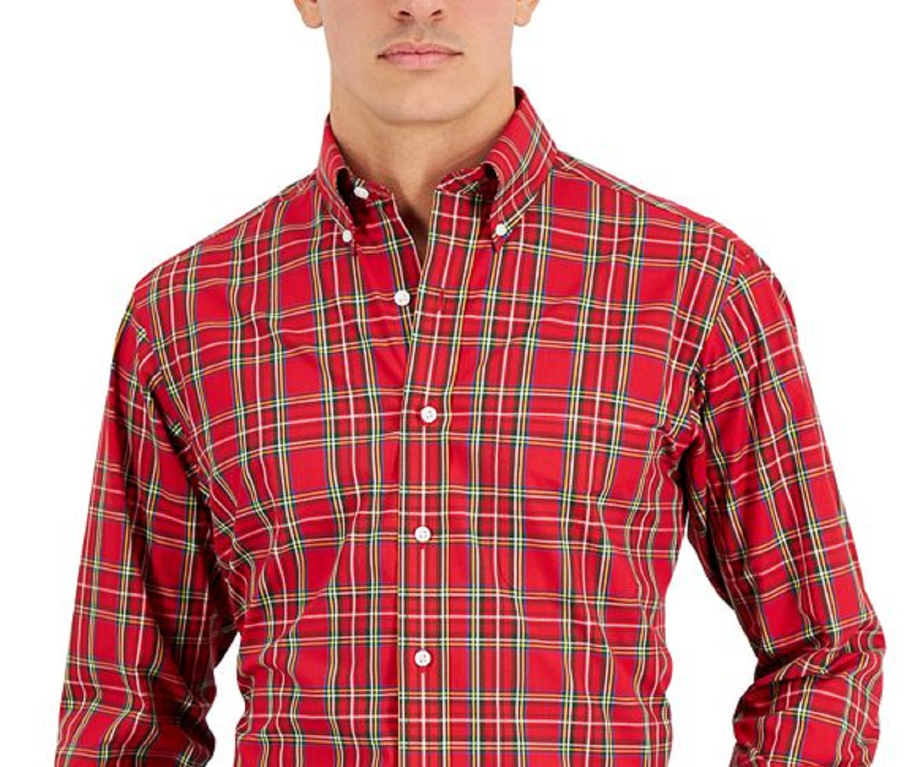 Club Room Men's Regular Fit Cotton Dress Shirt Red Size 16X32X33