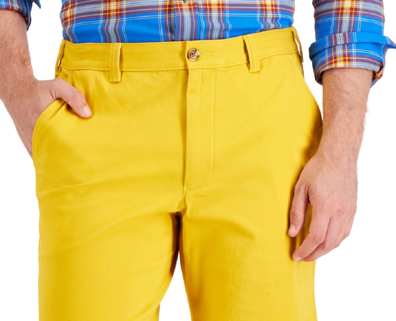 Club Room Men's Regular Fit Way Stretch Shorts Yellow Size 44
