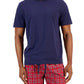 Club Room Men's Solid Top & Plaid Bottom Pajama Set Red Size L