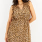 INC International Concepts Women's Cheetah Print Flutter Sleeve Dress Brown Size Medium